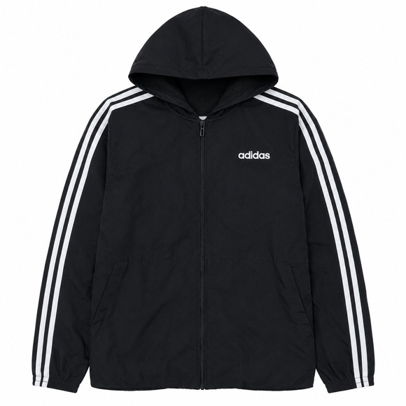 adidas Other - Adidas Windbreaker Jacket Mens Small Black 3 Stripe Trefoil Hoodie Gorpcore